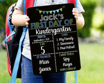 Reusable First and Last Day of School Sign, Liquid Chalk Dry Erase School Board, First Day of School Sign, Classic Blue Teal School Sign Set