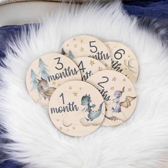 Dragon Milestone Cards, Baby Milestone Dragon Milestone Markers, Wood Milestone Card, Baby Milestones, Photo Prop, Dragon Nursery Theme B9