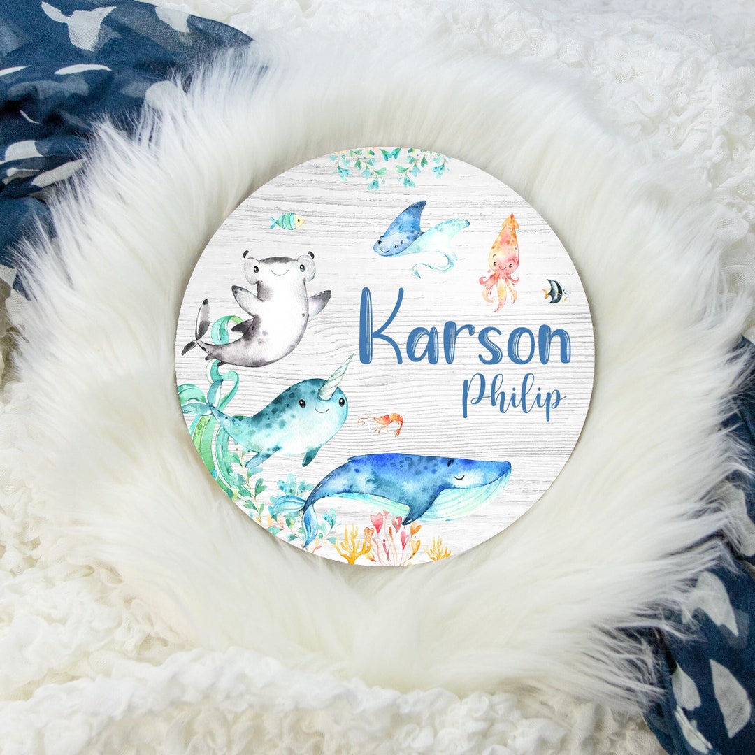 Under the Sea Round Wood Name Sign, Under the Sea Baby Sign, Ocean ...