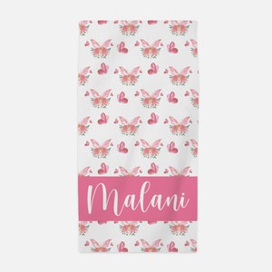 Butterfly Beach Towel, Personalized Beach Towel, Kids Beach Towel, Child Beach Towel, Adult Beach Towel, Pink Butterfly Theme Beach Towel G5
