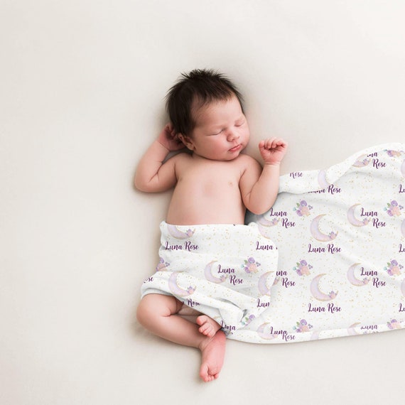 Luna Blanket Personalized Moon and Stars Baby Blanket Newborn Swaddle Blanket New Baby Gift Celestial Bedding Girl Luna Blanket T8 Etsy Canada