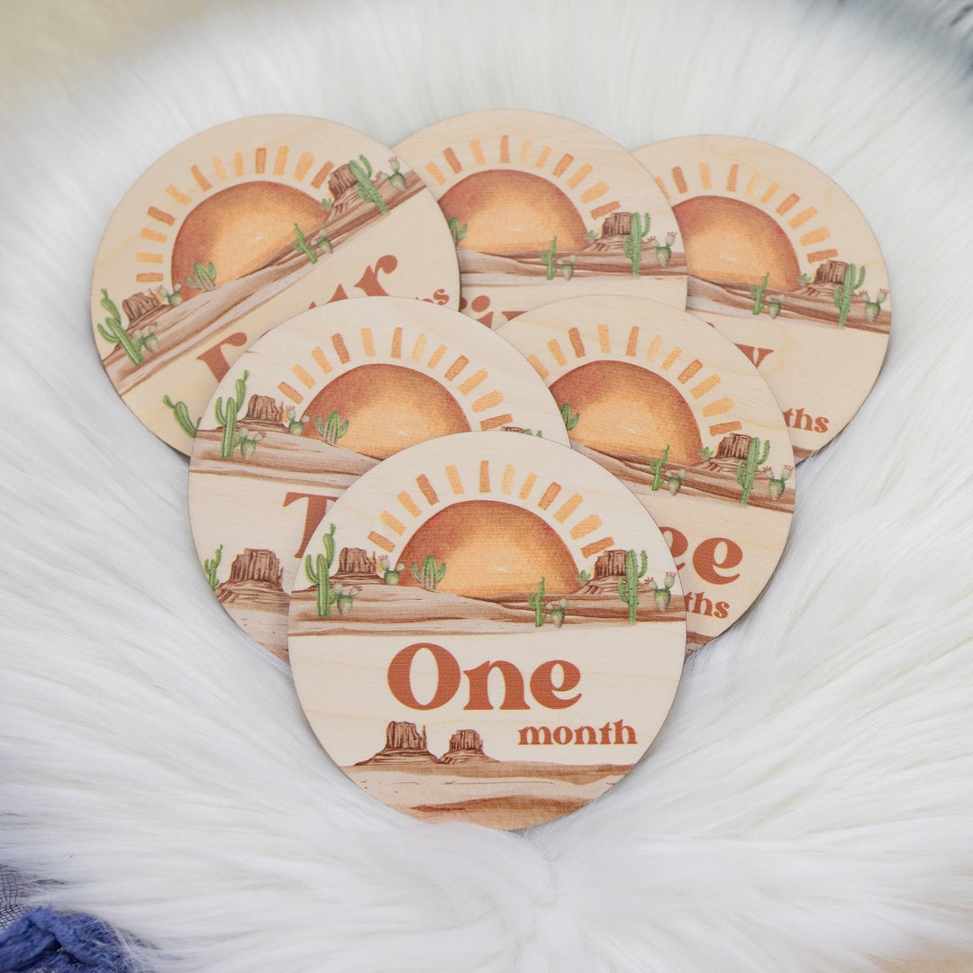Desert Mountain Milestone Cards, Desert Sun Milestone Cards, Wood Milestone Cards, Baby