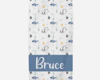 Shark Beach Towel, Personalized Beach Towel, Kids Beach Towel, Child Beach Towel, Adult Beach Towel, SharkTheme Beach Towel O3
