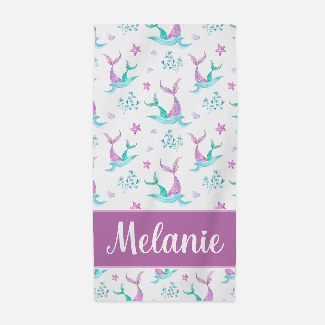 Mermaid Beach Towel, Personalized Beach Towel, Kids Beach Towel, Child Beach Towel, Adult Beach