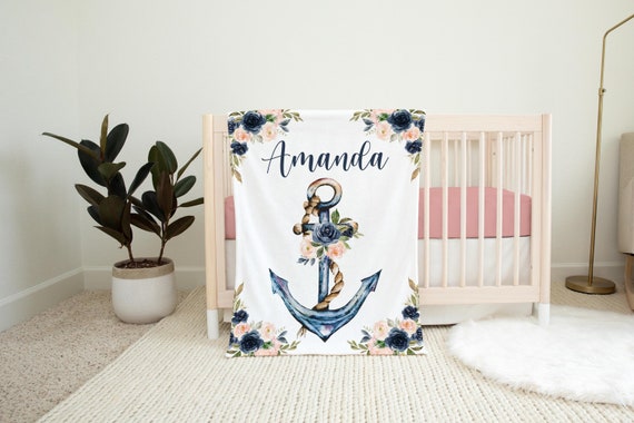 Nautical Girl Blanket Nautical Crib Bedding Personalized Baby Blanket Sea Nursery Newborn Coming Home Blanket Baby Shower Gift O15 Etsy Canada