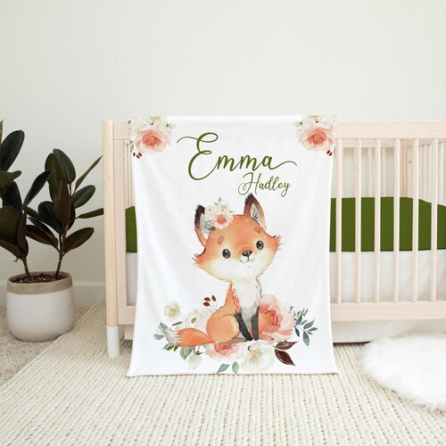 Fox Nursery Baby Blanket Woodland Animal Baby Blanket New Etsy