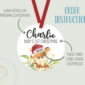 Elephant Baby 1st Christmas Ornament, Personalized Baby First Christmas Ornament, Baby Girl Ornament, New Baby Gift, Holiday Baby Ornament image 4