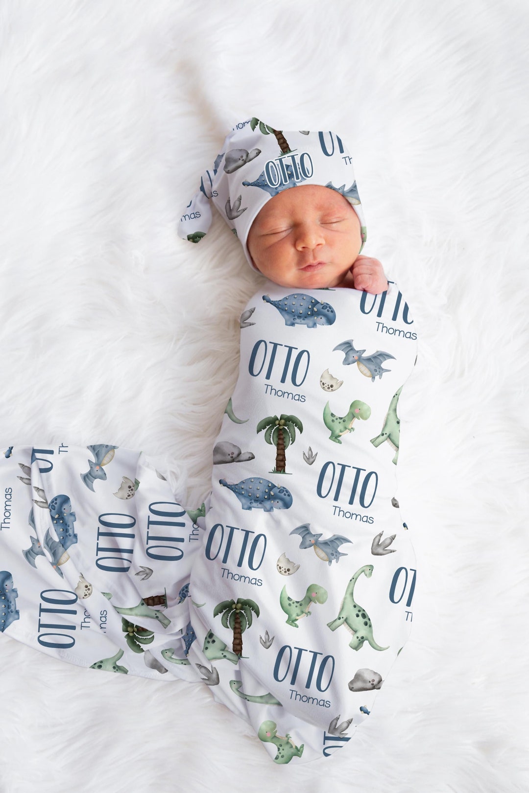 Dinosaur Swaddle Blanket Dinosaur Personalized Baby Blanket Etsy