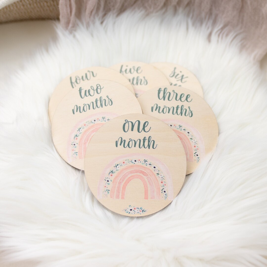 Rainbow Milestone Cards, Baby Milestone Rainbow Discs Marker, Wood ...