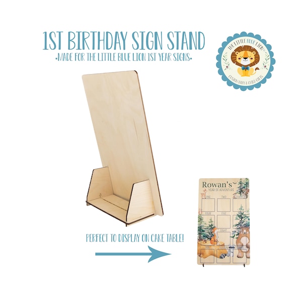 Wooden Sign Display Stand for The Little Blue Lion Wooden 1st Birthday Signs