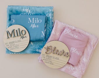 Swaddle Bundle, Baby Name Swaddle, 3D Birth Stat and Name Sign, 3D Birth Announcement Sign, Baby Swaddle Set Options, Newborn Name Swaddle