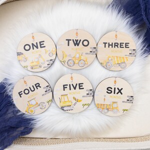 Construction Milestone Cards, Baby Milestone Digger Discs Marker, Wood