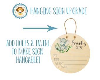 Hanging Sign Upgrade for The Little Blue Lion Wooden Birth Stat Signs and Name Signs