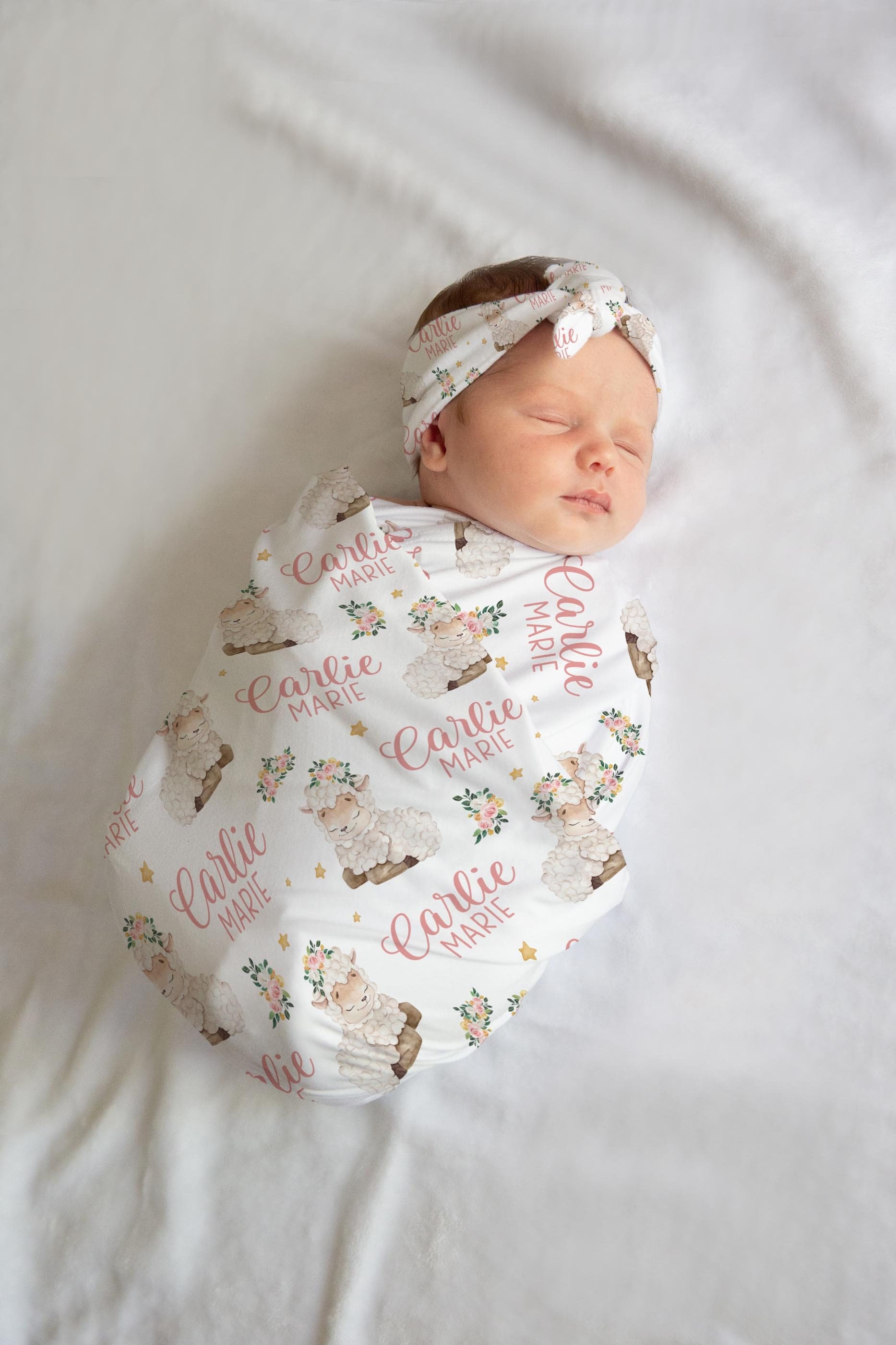 Sheep Swaddle Set Lamb Baby Blanket Personalized Farm Baby Etsy