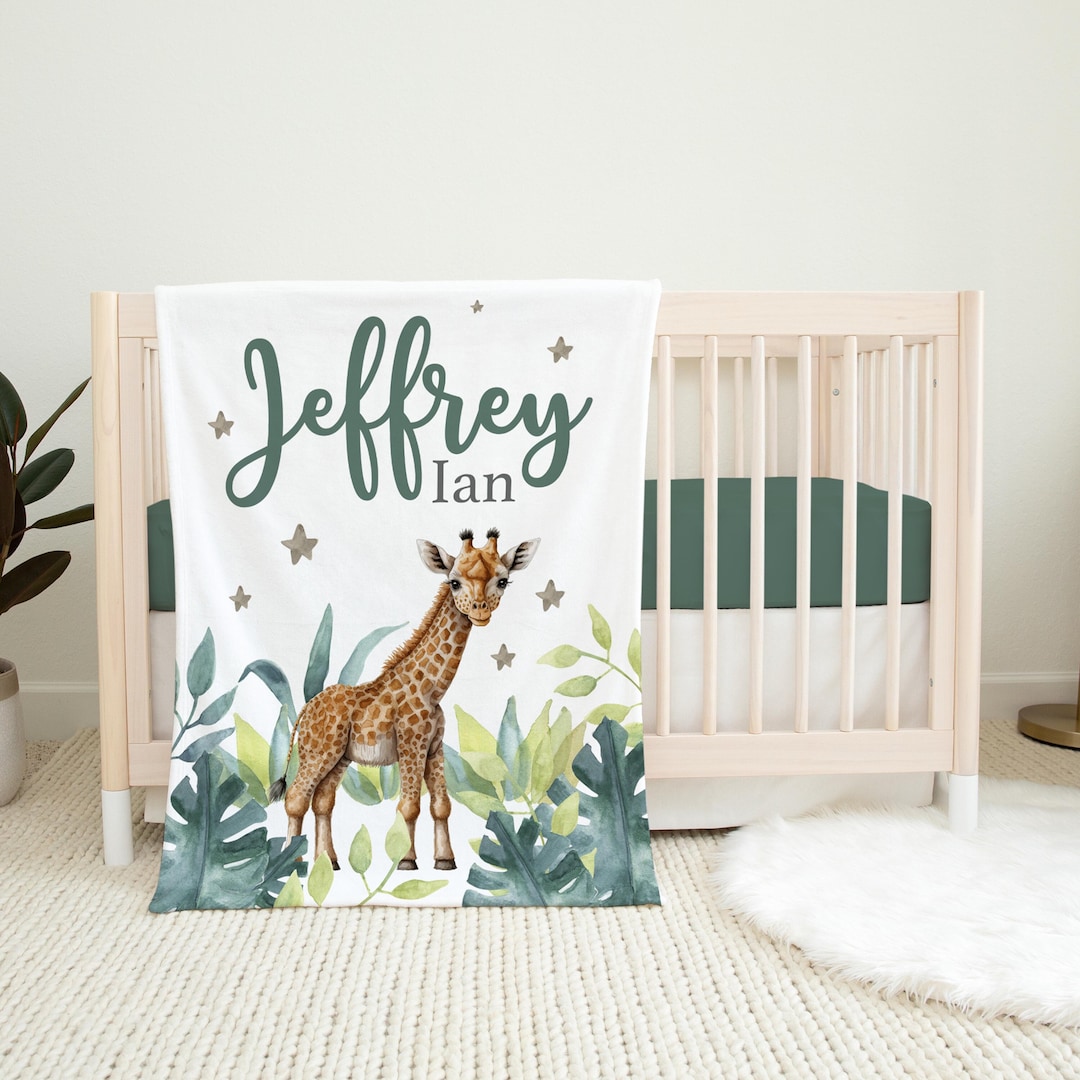 Giraffe Baby Blanket, Giraffe Blanket, Personalized Baby Blanket