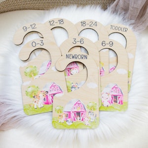 Girl Farm Clothing Dividers, Farm Animals Baby Clothing Divider, Wood Wardrobe Divider, Nursery Closet Divider, Farm Nursery Theme C2