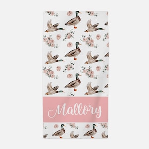 Girl Mallard Duck Beach Towel, Personalized Beach Towel, Kids Beach Towel, Child Beach Towel, Beach Towel, Personalized Duck Theme Towel B33