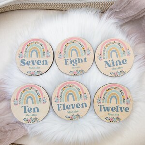 Rainbow Milestone Cards, Baby Milestone Rainbow Discs Marker, Wood ...