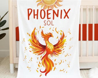 Phoenix Blanket, Personalized Phoenix Baby Blanket, Phoenix Fantasy Nursery,  New Baby Gift, Phoenix Nursery Theme, Phoenix Baby Shower B102