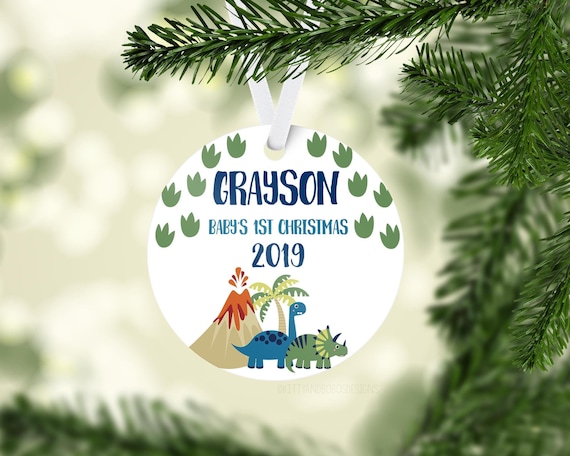 baby's first christmas dinosaur ornament