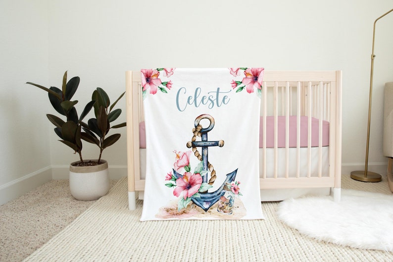 Nautical Girl Blanket Nautical Crib Bedding Personalized Etsy