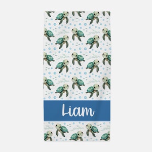 Turtle Beach Towel, Personalized Beach Towel, Kids Beach Towel, Child Beach Towel, Adult Beach Towel, Sea Life Theme Beach Towel O33