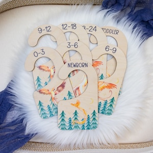 Phoenix Clothing Dividers, Phoenix Baby Clothing Divider, Wood Wardrobe Divider, Nursery Closet Divider, Phoenix Nursery Theme B30