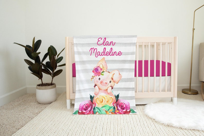 Pig Blanket Pig Crib Bedding Personalized Piglet Baby Etsy