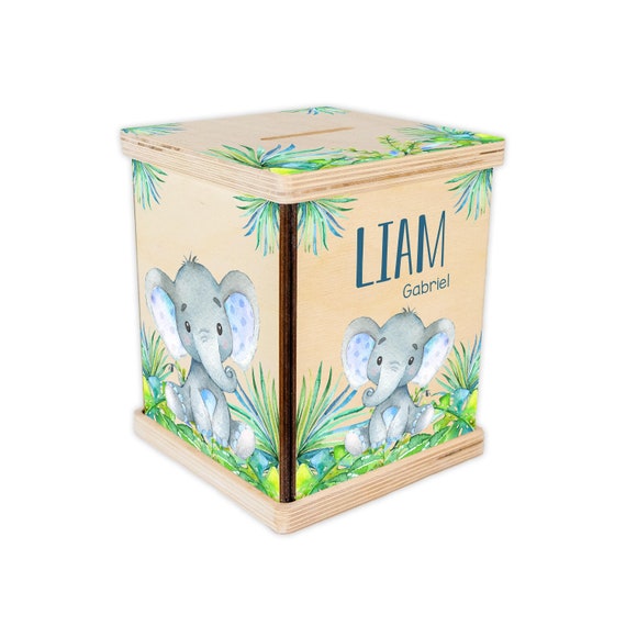 Boy Elephant Piggy Bank, Safari Nursery, Baby Boy Gift, Personalized Piggy  Bank, Toddler Room Gift, Safari Coin Bank, Baby Gift S66