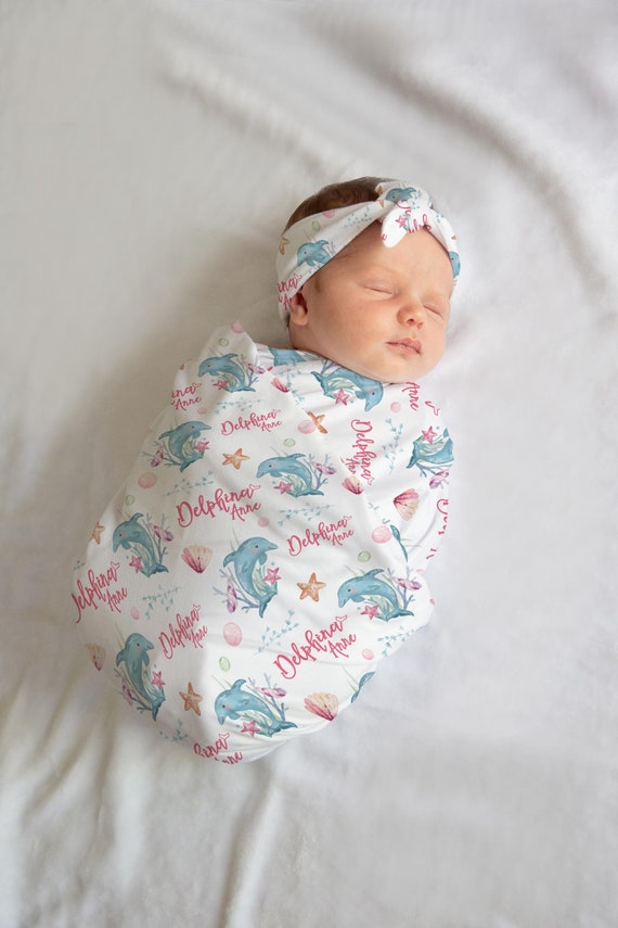 Dolphin Swaddle Blanket Sea Life Personalized Baby Blanket Baby Blanket Personalized Baby Blanket Baby Gift Ocean Theme Swaddle Set O23 Etsy Australia