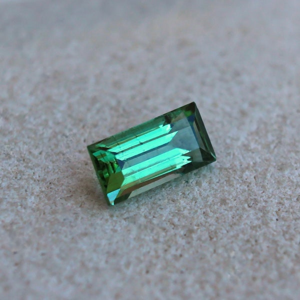 Mint green tourmaline loose stone 1.49ct Baguette cut natural gemstone 9x5mm