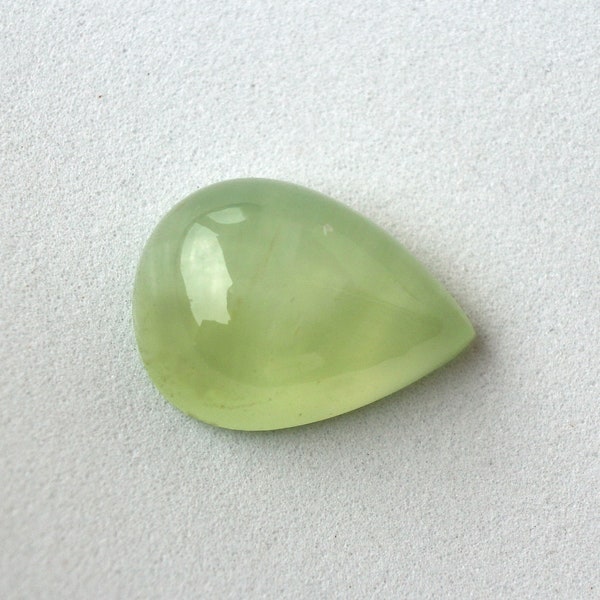 Australian Prehnite Pear Cabochon Gemstone for Jewelry - Natural Yellow Green Color, 19x14mm, 15.18ct