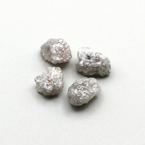 Grey Rough Diamond Gemstone Lot: 4 Pieces, Approx. 6mm, 3.19ct - for Jewelry Making