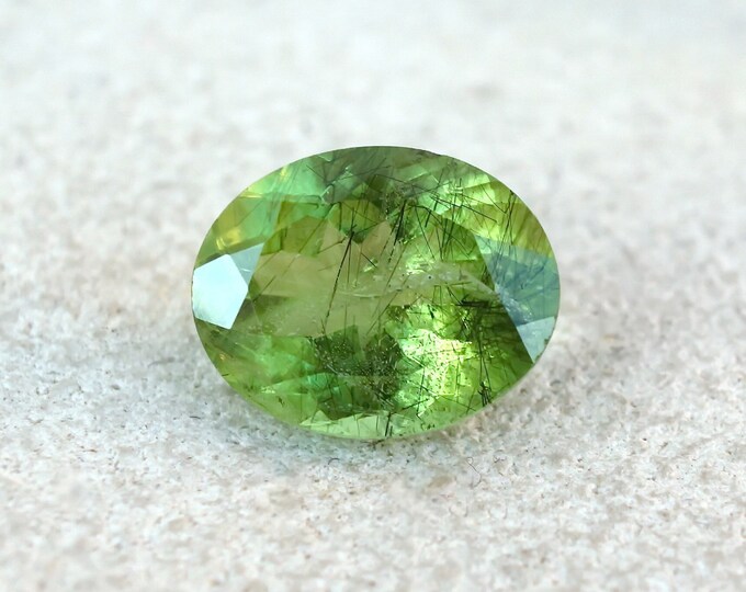 Loose Peridot With Ludwigite Inclusions 9x11mm Natural Oval Cut Stone