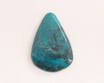 Hubei Turquoise Loose Gemstone Cabochon, Vivid Color, Spiderweb Pattern - 24x34mm, 22ct