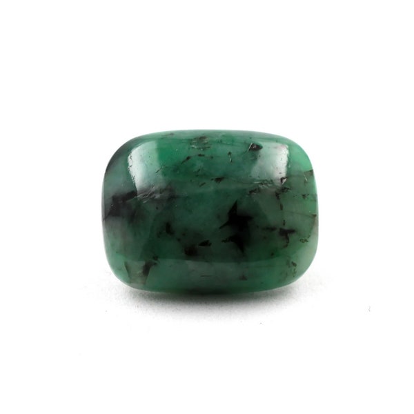 Emerald Loose Gemstone with Rectangular Cushion Cabochon Cut, Opaque Clarity, 20.28ct