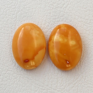 Loose Baltic Amber oval cabochon 13x18mm Natural butterscotch amber gemstone pair 7.70ct
