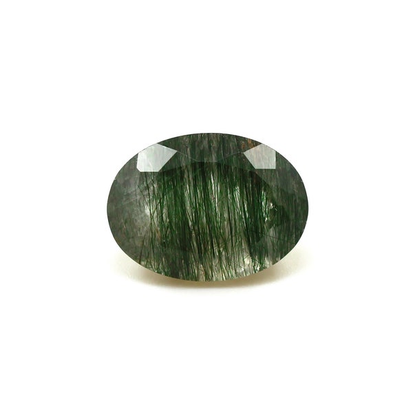 Actinolite Included Quartz Oval Cut Loose Gemstone for Jewelry Making - 16x12mm, 9.67ct