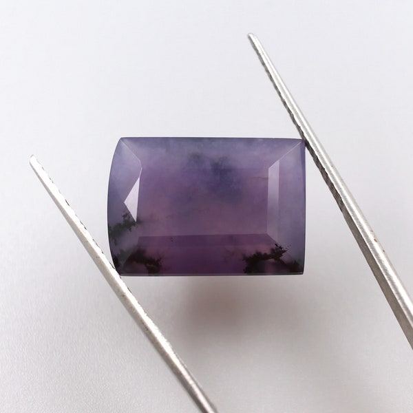 Amethyst Sage Agate Gemstone, Freeform Cut, Natural Purple Chalcedony - 20x14mm, 17ct