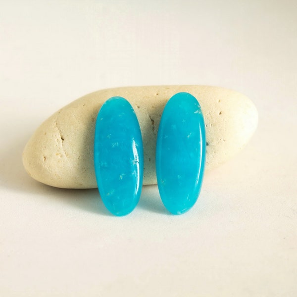 Natural smithsonite oval gemstone pair 15.7ct Designer cabochon 25x10mm Loose stone for earrings