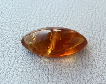 Natural Citrine Quartz Marquise Cabochon Loose Gemstone, Deep Orange Yellow - 16ct 11x25mm