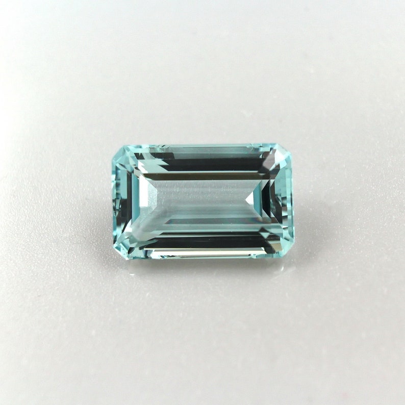 Certified blue aquamarine loose gemstone 6.05ct Emerald cut | Etsy