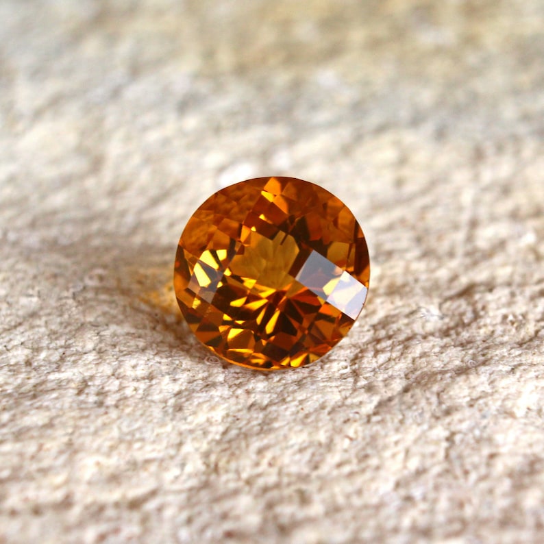 Round cut citrine loose stone 5.45 ct Golden yellow quartz Etsy