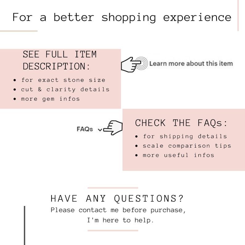 Op de afbeelding: Tekstgrafiek met de titel "Voor een betere winkelervaring". De grafiek geeft informatie over een product, inclusief een volledige artikelbeschrijving, FAQ's en een contactoptie voor vragen. De tekst bevat "Volledige artikelbeschrijving bekijken", "FAQ's bekijken" en "Heeft u vragen?"