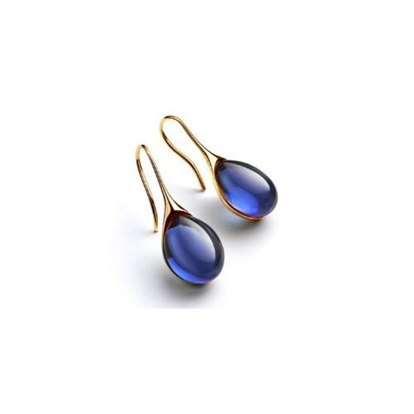 Boucles d'oreilles goutte d'eau bleue