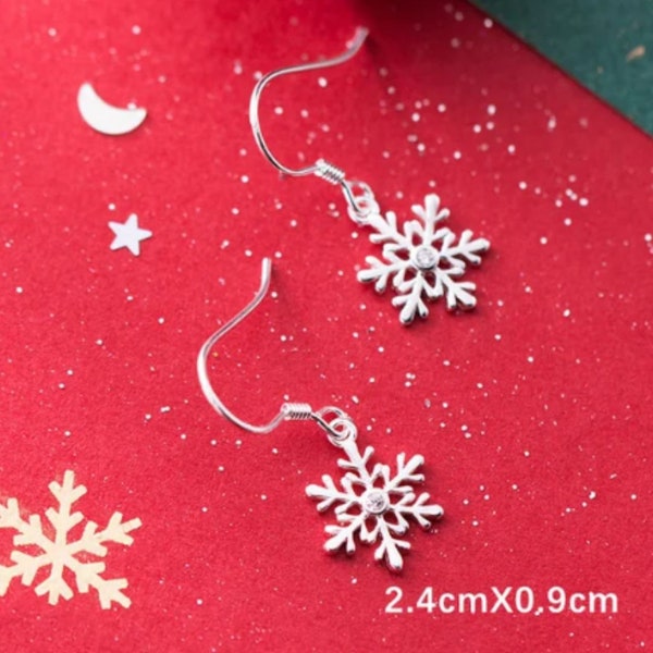 Boucles d'oreilles Flocon de neige  en argent