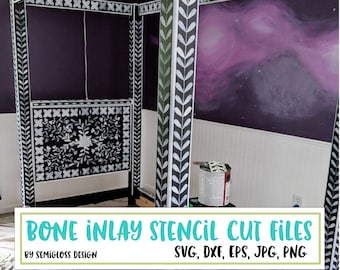 Indian Bone Inlay Home Decor Stencil SVG, CUT FILES, Digital Download