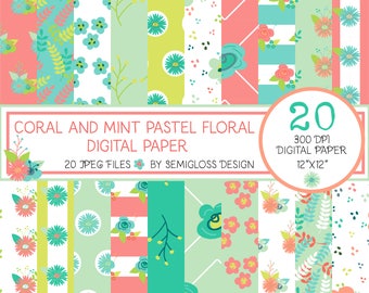 Boho Floral Pattern Digital Paper Set