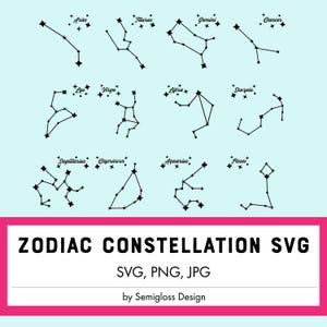 Zodiac Constellation-bundel SVG- en snijbestanden, horoscoop en astrologie Cricut