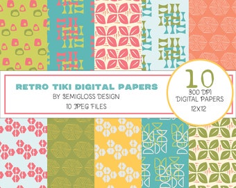 Luau Digital Paper for Summer Tiki Parties